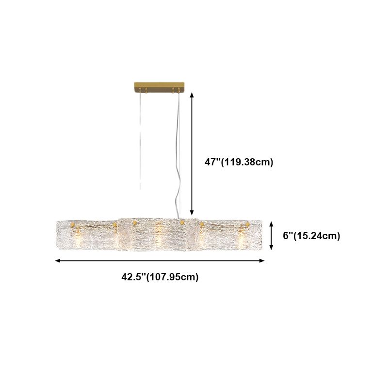 Modern Style Rectangle Hanging Island Lights Glass Pendant Light Fixtures