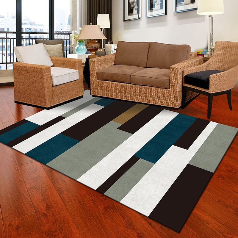 Multicolor Geometric Botanical Rug Synthetics Modern Carpet Stain Resistant Non-Slip Washable Rug for Home