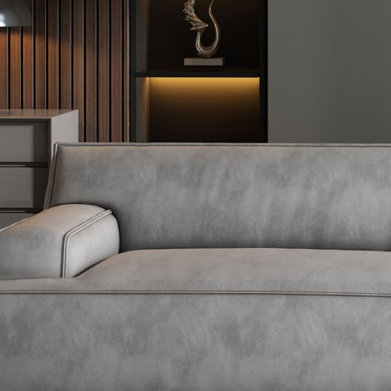 Standard Contemporary Tight Back Recessed Arm Sofa Couch in Grey