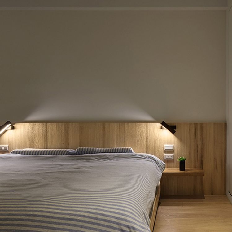 Aluminium LED Rotatable Wall Sconce in Modern Minimalist Style Wooden Wall Lamp for Bedroom