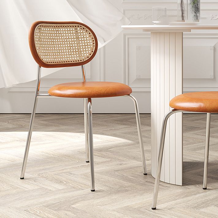 Modern Dining Chair Metal Base Leather Dining Chair for Home