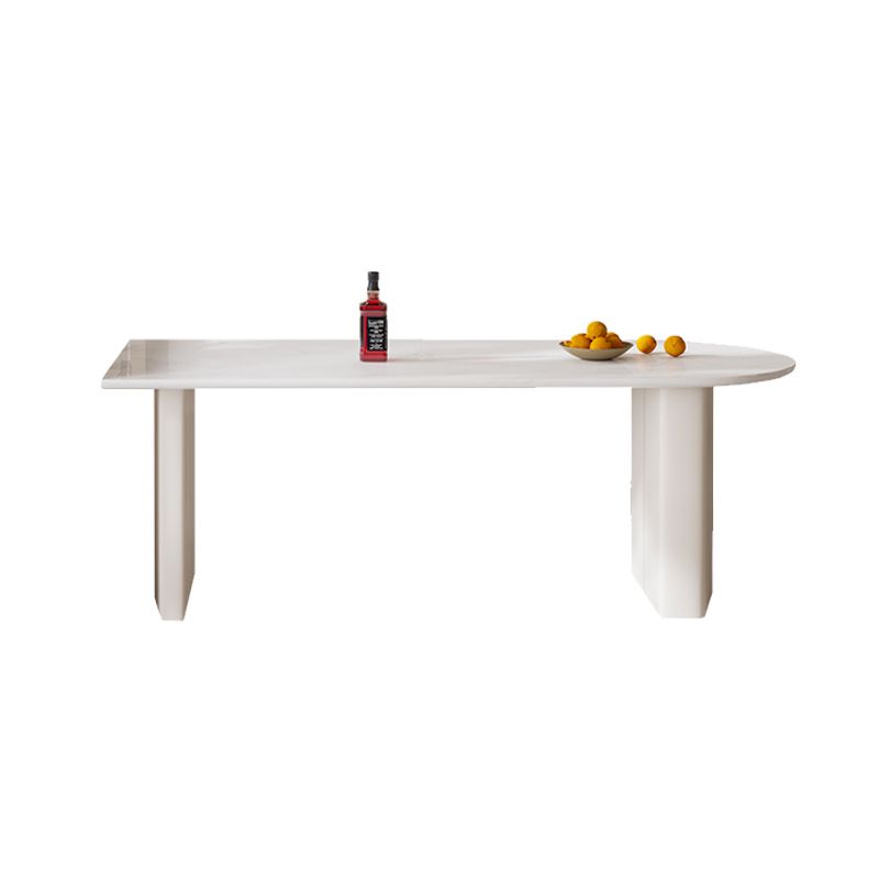 Contemporary Free Form Dining Table for Home White Dinette Table with Double Pedestal