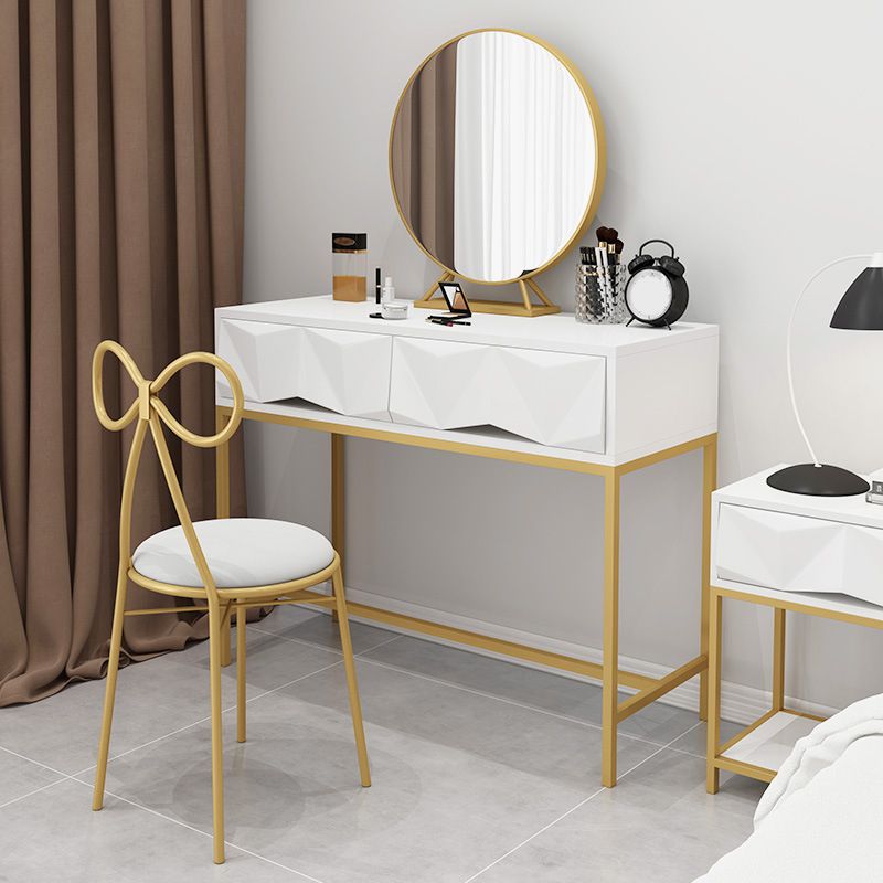Glam 2-drawer Wooden Vanity Table 29.52" H Dressing Table in White