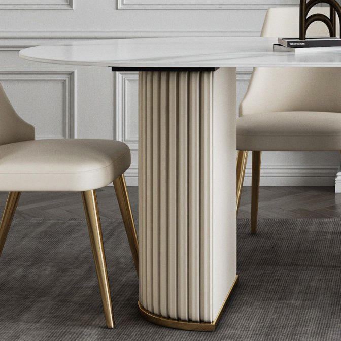 Traditional Luxury Dining Table Stone Dining Table with Double Pedestal