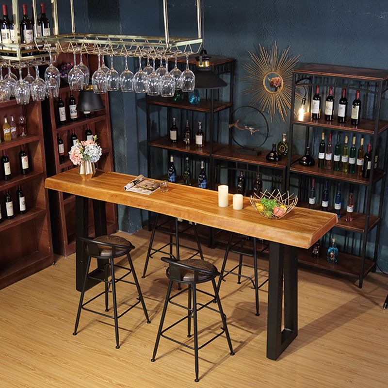 Industrial Style Pub Dining Set 1/2/5 Pcs Rectangular Solid Wood Pub Set for Home