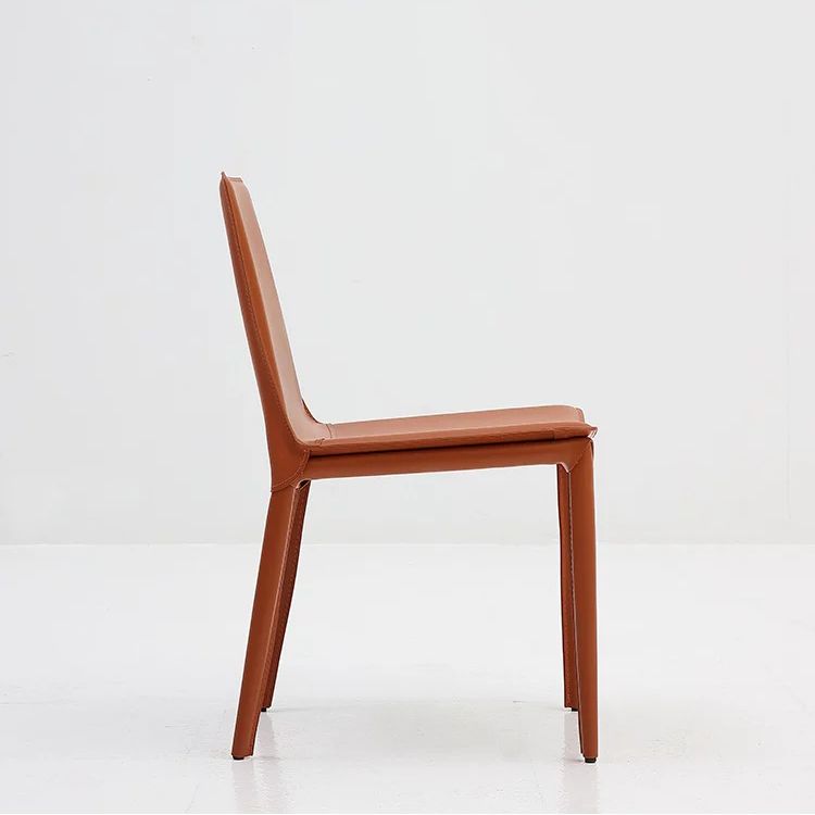 Silla auxiliar de cuero estilo diseñador para el hogar, silla de comedor con respaldo sólido (juego de 2)