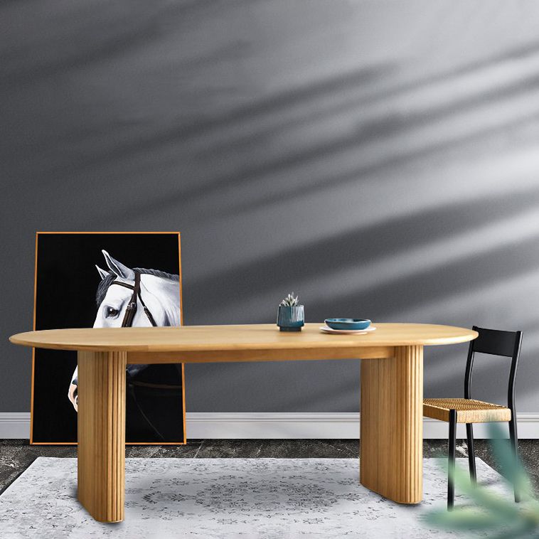 Zeitgenössischer Massivholz Tisch Oval Doppelpodest Haus Küchenmöbel
