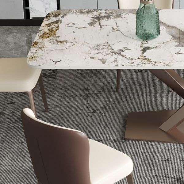Metaal traditionele luxe rechthoek binnen tafel gesinterde stenen tafel met voetstukbasis