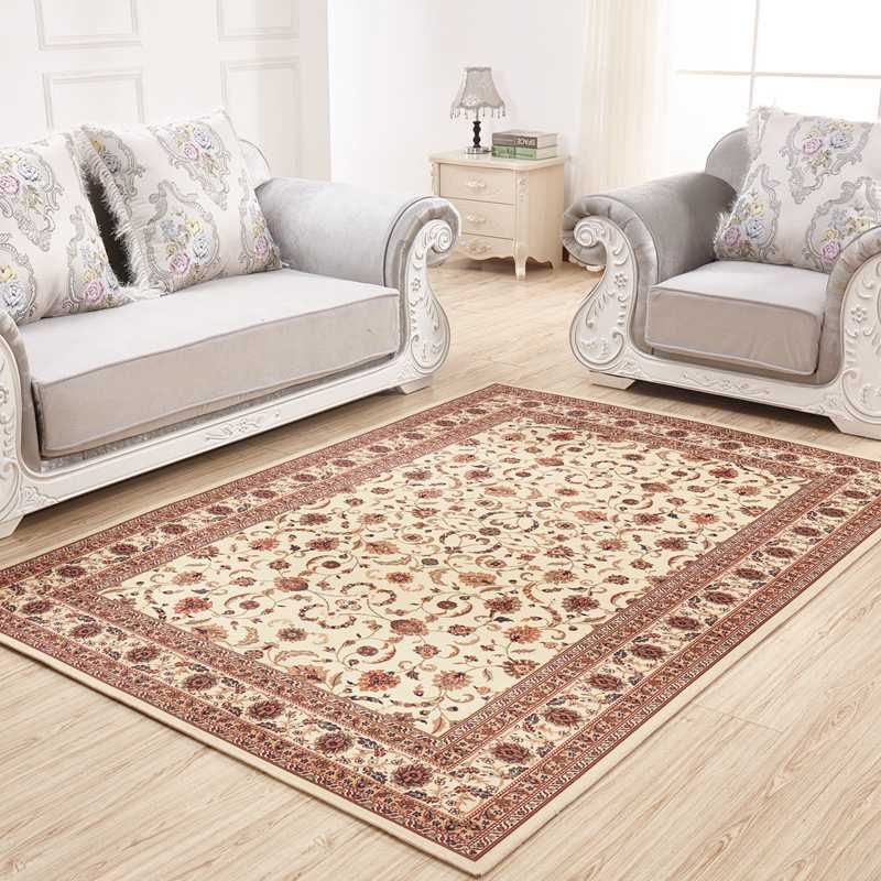 Brown Retro Rug Blending Flower Indoor Rug Stain Resistant Rug for Living Room