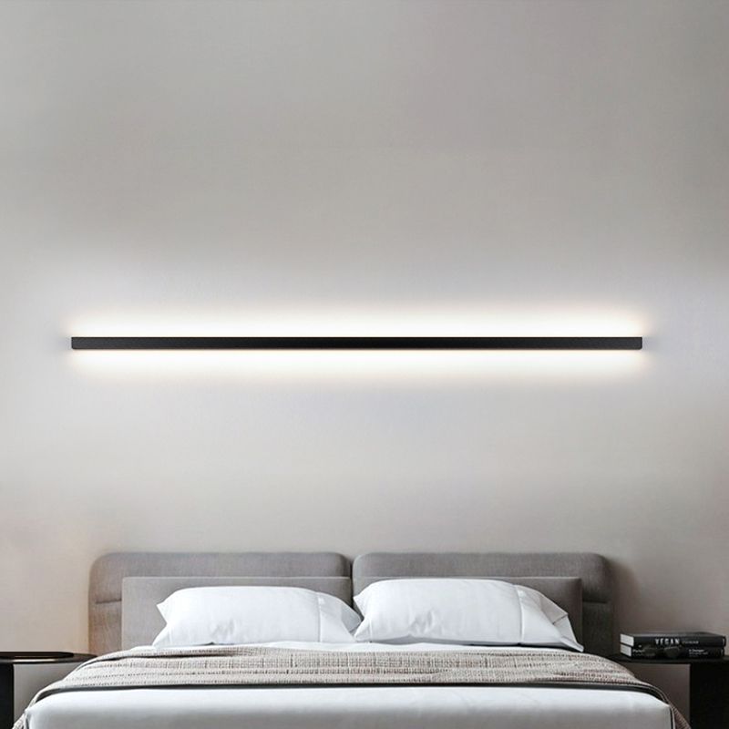 Modern Minimalist Style Linear Flush Mount Wall Sconce Aluminum Wall Mount Light Fixture in Black Finish