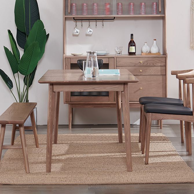 Rectangle Ash Wood Table in Nature/Walnut Modern Dining Table with 4 Legs for Restaurant
