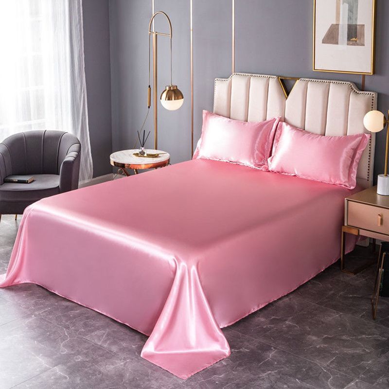 Silk Bed Sheet Set Ultra Soft Elegant Fitted Sheet for Bedroom