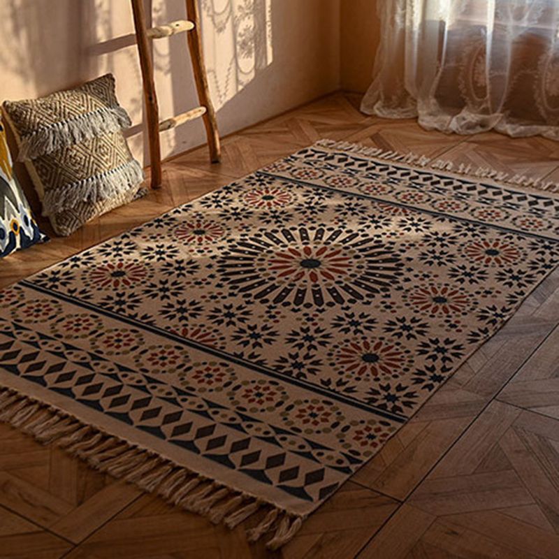 Vintage Americana Printed Teppich Baumwollmischung Teppich Bohemian Fringe Innen Teppich für Wohnkultur