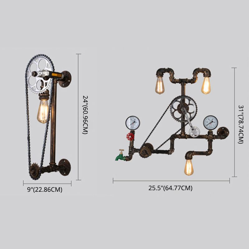 Bar Antique Bronze Iron Wall Mount Lamp Industrial Water Pipe Wall Light Sconces