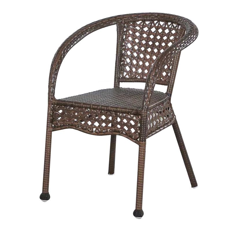 Tropical Dark Brown Indoor/ Outdoor Arm Chair in Faux Rattan