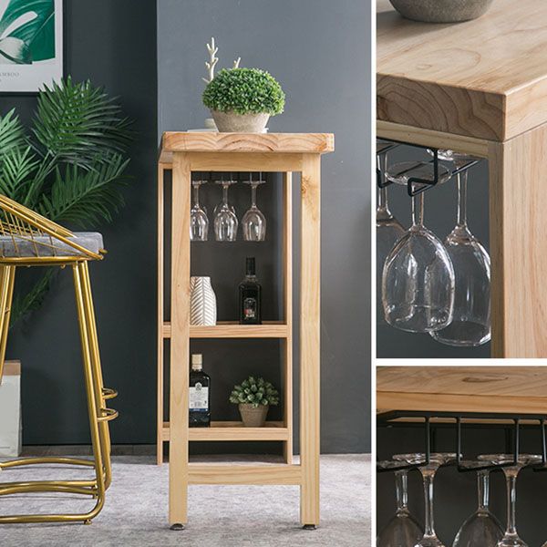 Modern Bar Table Set 1/3 Pieces Rectangle Pine Wood Counter Table for Milk Tea Shop