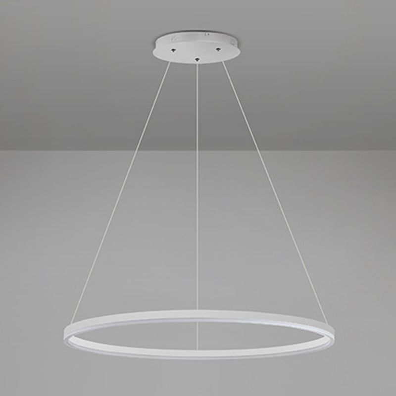 Wheel Shape Chandelier Light Modern Metal 1 Light Chandelier Lighting Fixture in White