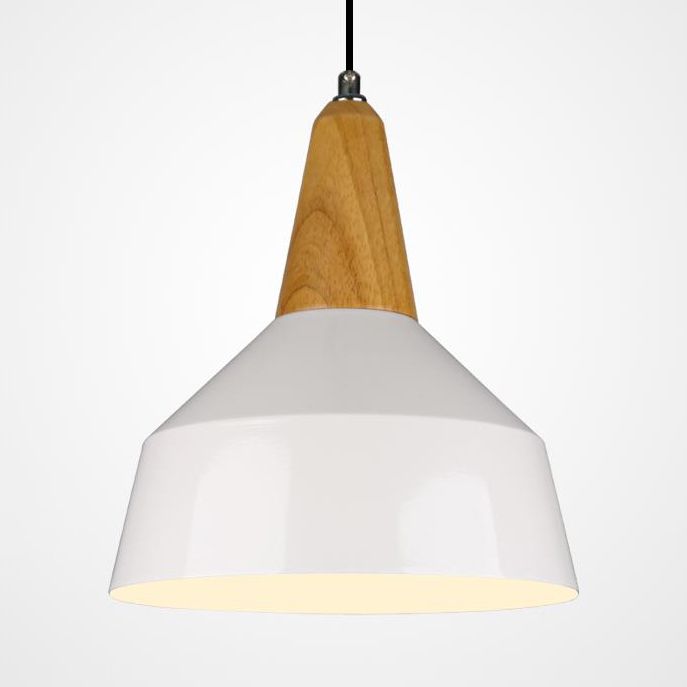 One Head Suspension Light Nordic Stylish Aluminum & Wood Pendant Light for Study Room