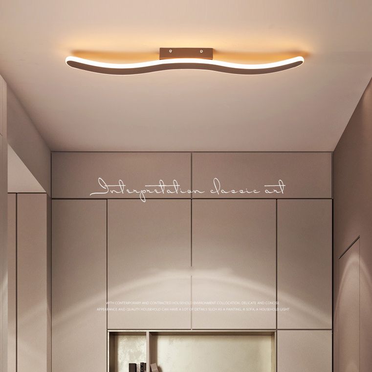 Wave Metal Semi Flush Mount Lighting Minimalist LED Coffee Semi Flush Ceiling Light