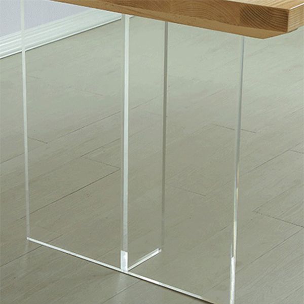 Contemporary Rectangle Wood Standard Height Table Double Pedestal Dining Table