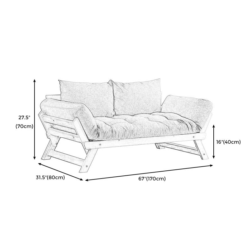 Modern Wood and Fabric Sofa Convertible Flared Arm Sofa for Living Room