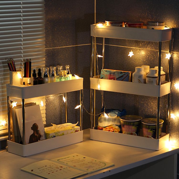Plastic Bookshelf White Open Shelf Bookcase for Home Study Room Office