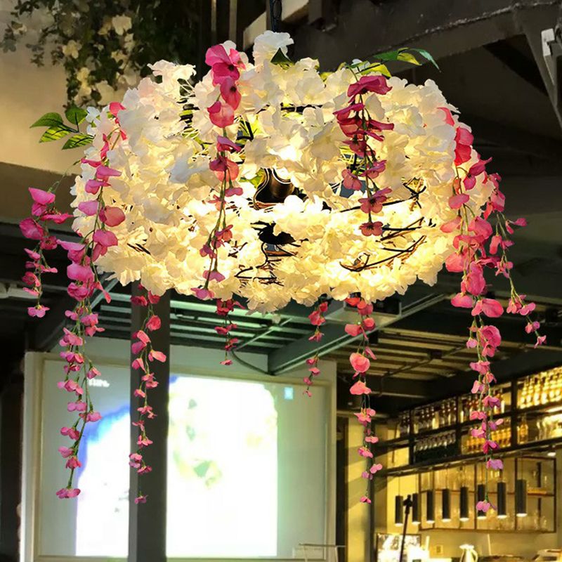 3-Bulb Runde hängende Lampen-Dachboden-Metall-Pendelleuchte mit falschen Blumen für das Restaurant