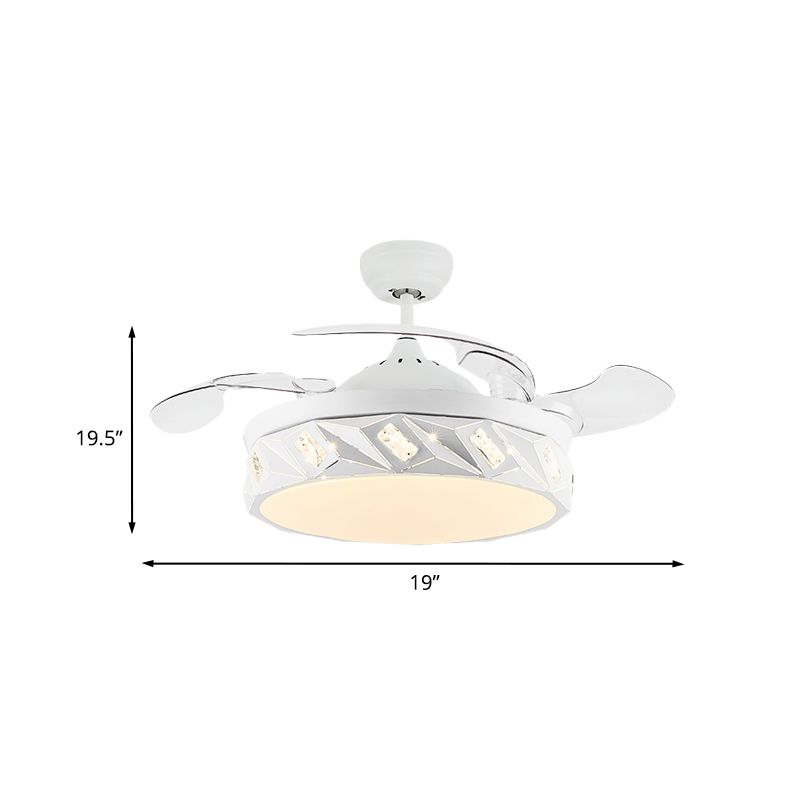 19,5 "W Geométrique de plafond Éclair LED MÉTAle moderne LED BLANC SEMI LAMPE MONT AVEC ACCENTEMENT DE CRISTAL ET 4 lames