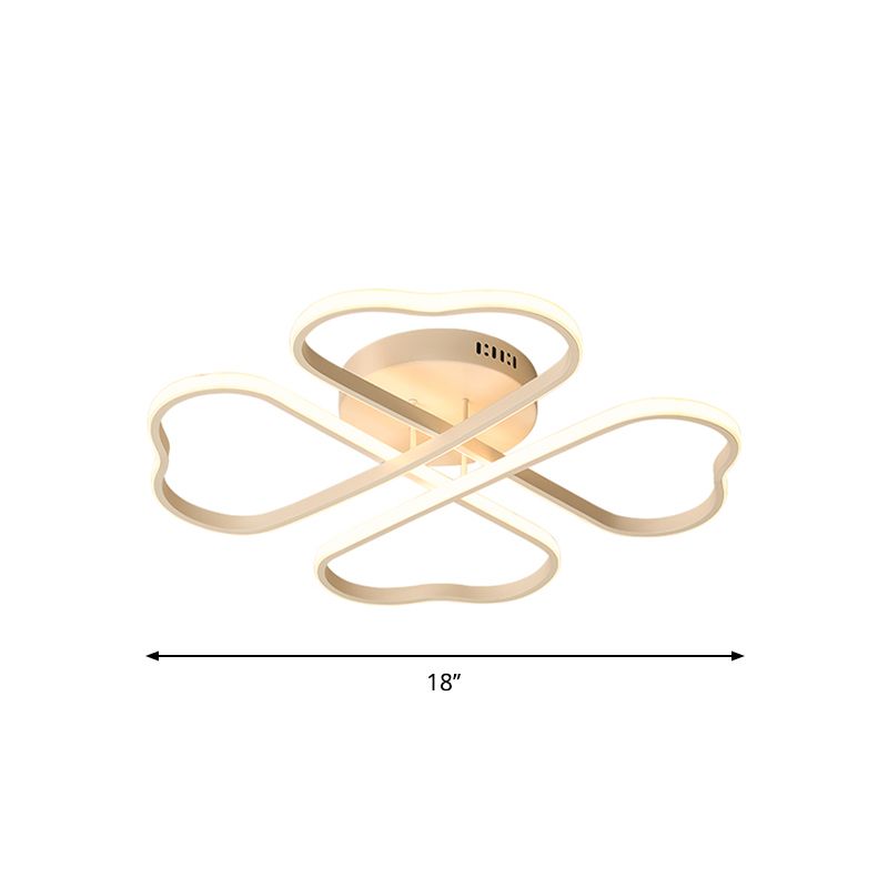 Heart Shape Acrylic Flush Mount Fixture Minimalism 18"/23"/28" W LED White Ceiling Lighting in Warm/White/3 Color Light