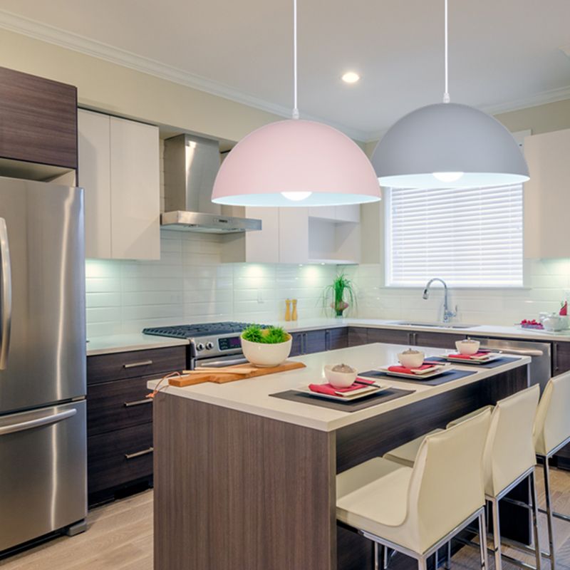 Metal Bowl Shade Hanging Lights Modern Macaron Style 1 Light Hanging Mount Fixture for Supermarket