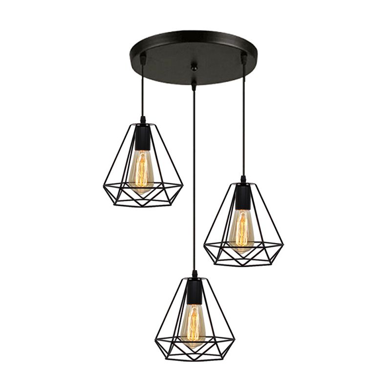 3 lumières Diamond Cage Multi-Pendante Light
Suscitation de suspension en métal industriel pour le restaurant