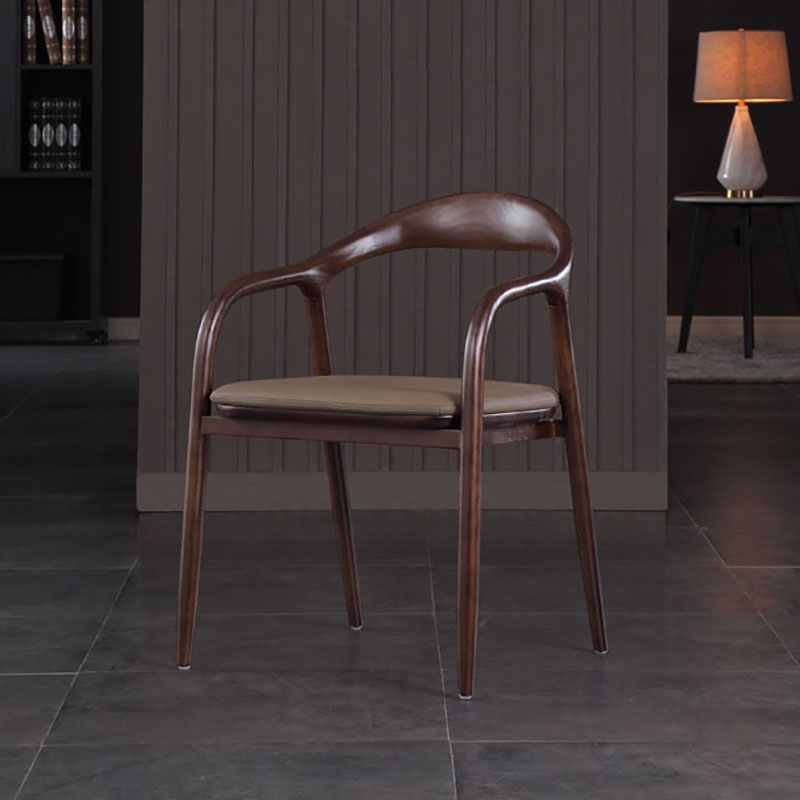 Silla tradicional de madera maciza con respaldo, juego de sillas con brazos y respaldo abierto para comedor y cocina