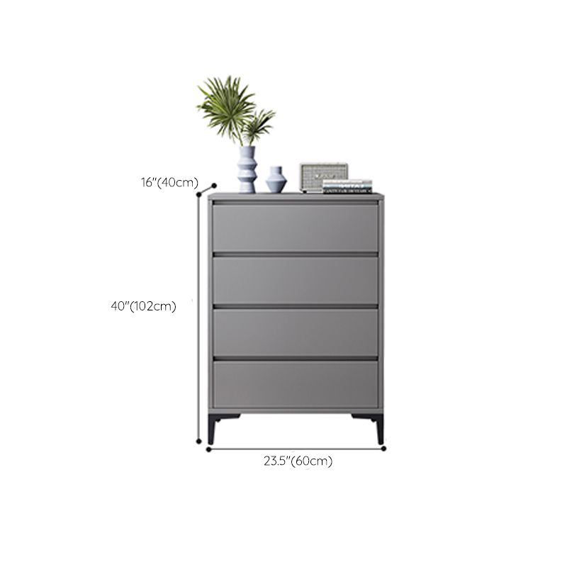 Contemporary Grey Rectangle Accent Chest with Drawers and Metal Legs