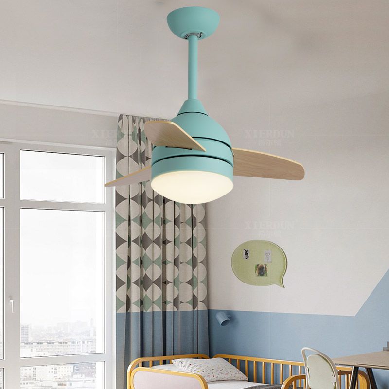 Geometrie plafondventilator licht Kinderstijl metalen metalen Led LED -licht Licht voor een slaapkamer voor slaapkamer