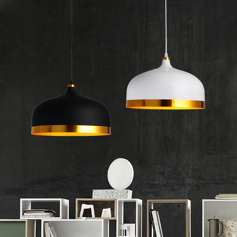 Postmodern Dome Shade Pendant Lamp Metal 1-Light Dining Room Hanging Light Fixture