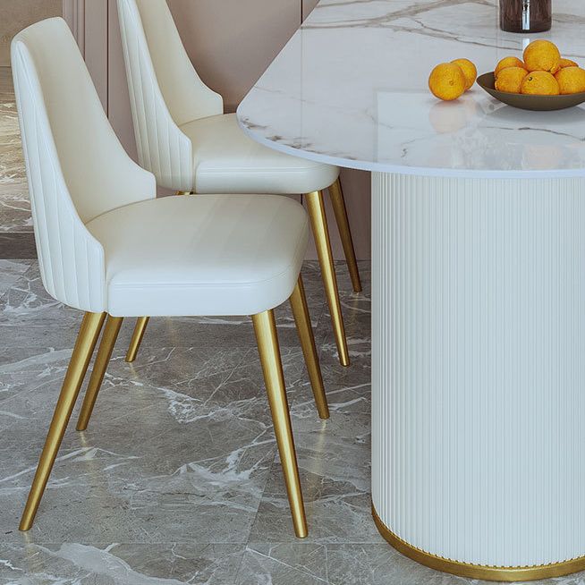 Sintered Stone Top White Table for Restaurant Modern Dining Table with Double Pedestal