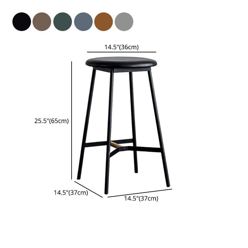 Industrial Backless Bar-stool PU Leather Bar Stool with Metal Legs