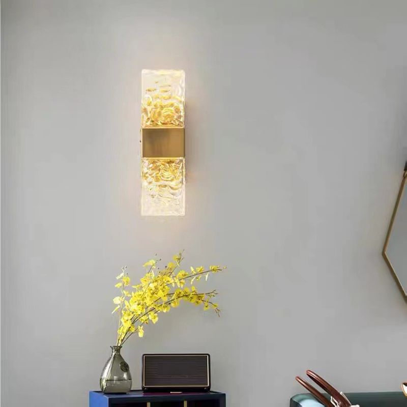 Single Golden Contemporary Wall Mounted Sconce Rectangle LED Wall Light