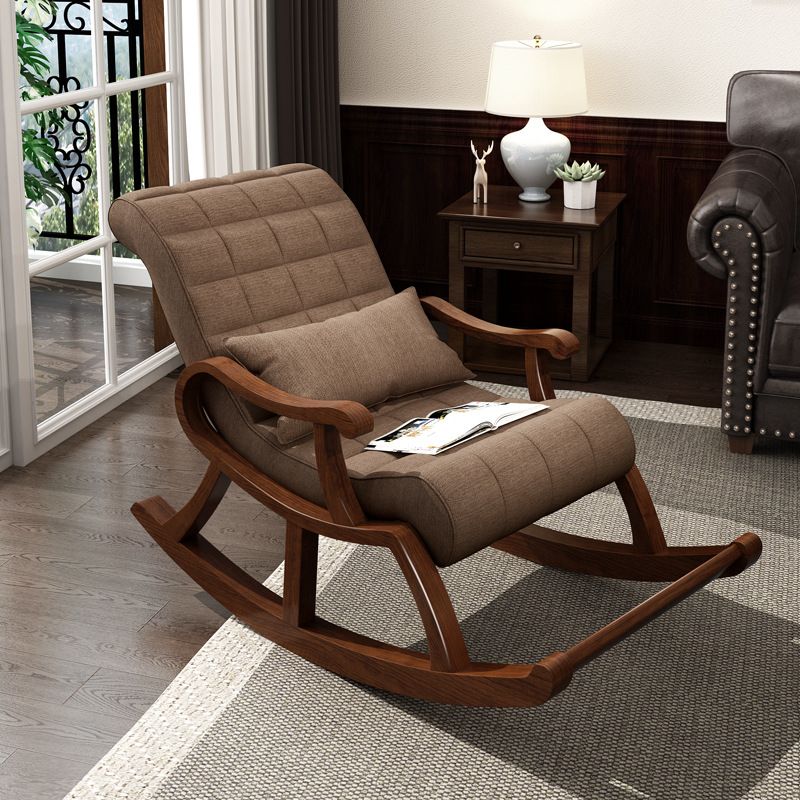 Single Lounge Lazy Sofa Chair Wood Base Rocking Chair for Living Room