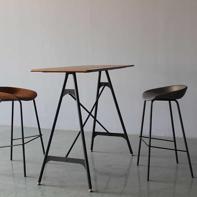 Industrial Leather Distressed Quilted Barstool Indoor Tall Stool with Bucket Seat