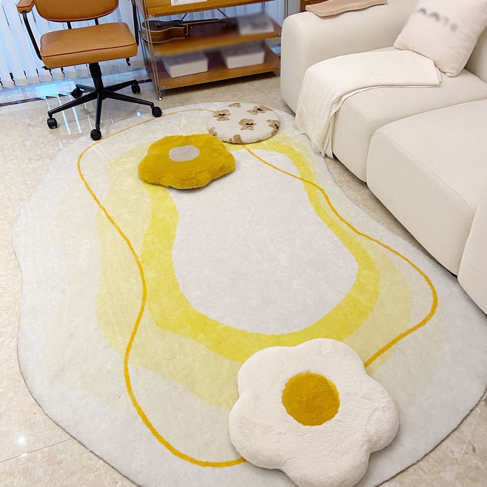 Blue Living Room Carpet Casual Abstract Indoor Carpet Polyester Anti-Split Rug