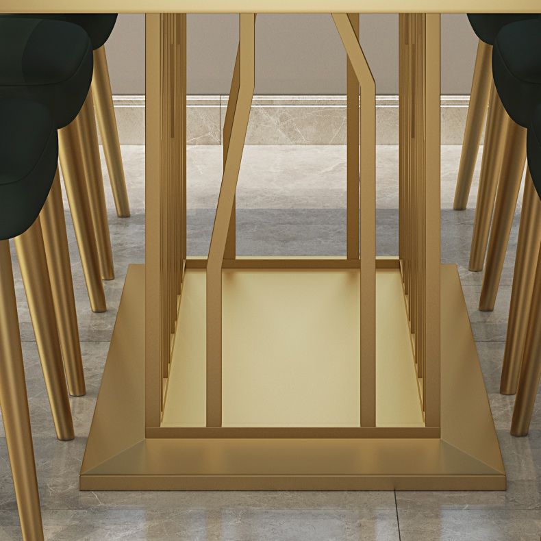 Glam Gesinterde stenen witte eettafel Rechthoekige standaard eettafel met voetstuk