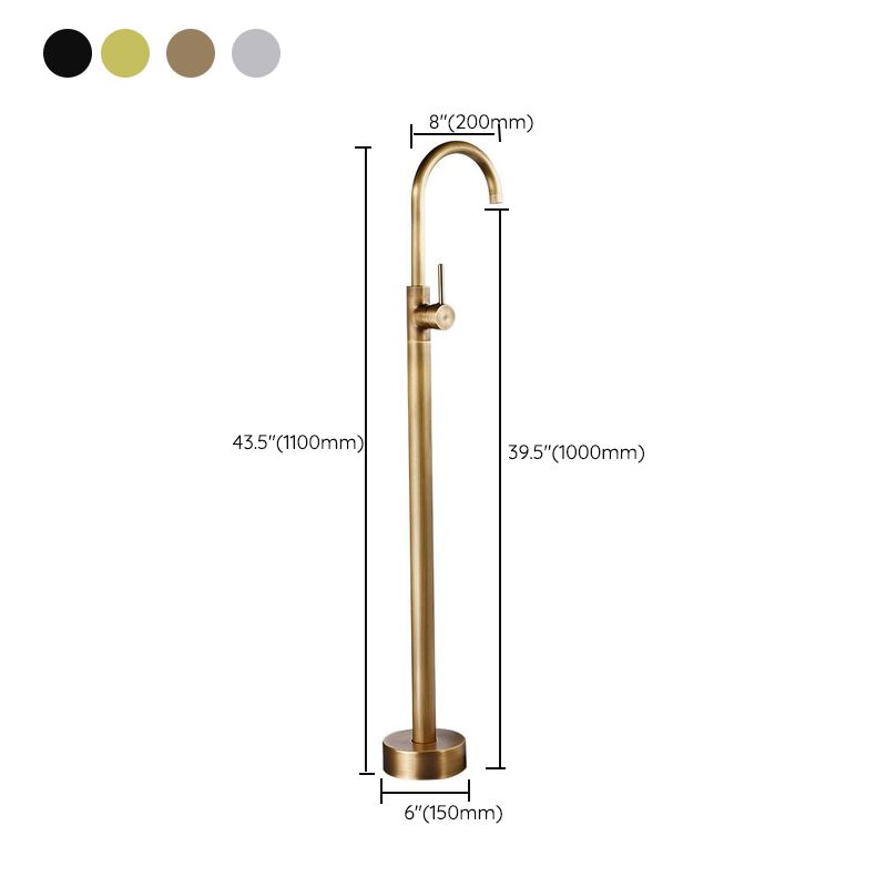 Traditional Floor Mounted Metal Freestanding Tub Filler High Arc Freestanding Faucet