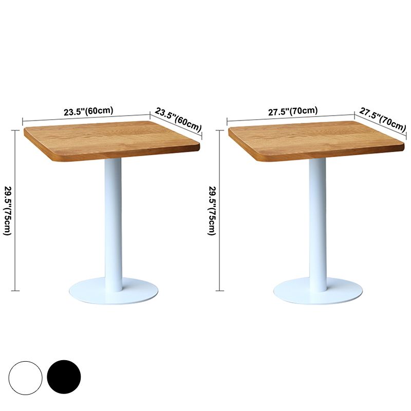 Round Casual Dining Table Wood Color Fixed Table of Pinewood Solid Wood