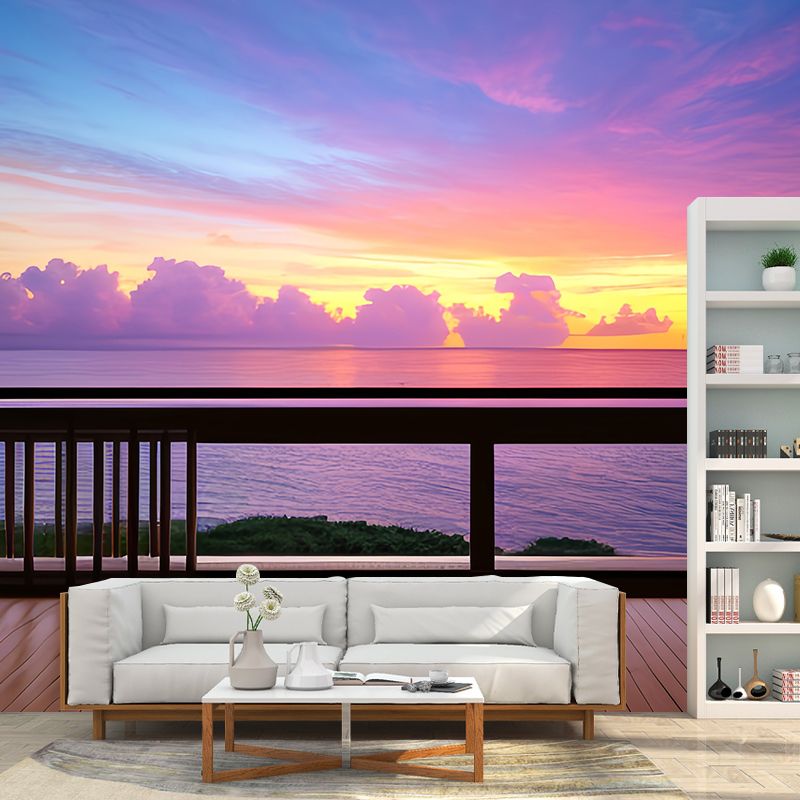 Illustrated Landscape Pattern Mural Moistureproof for Living Room and Bedroom Decoration