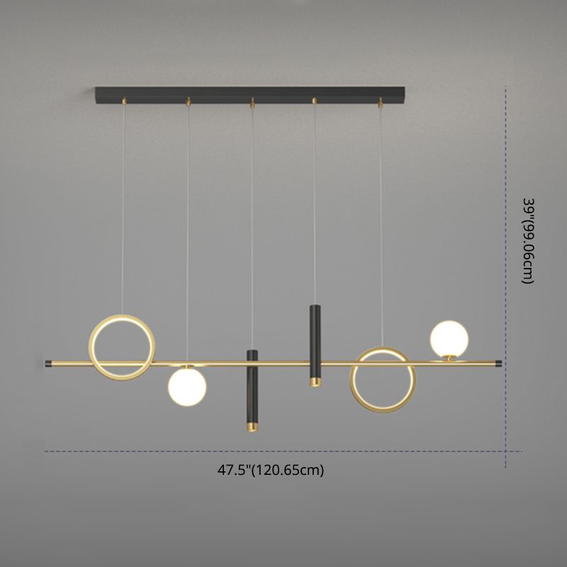 Luce a ciondolo a Linear Isola LED in ferro battuto in moderna luce gel di silice in stile di lusso in nero e oro