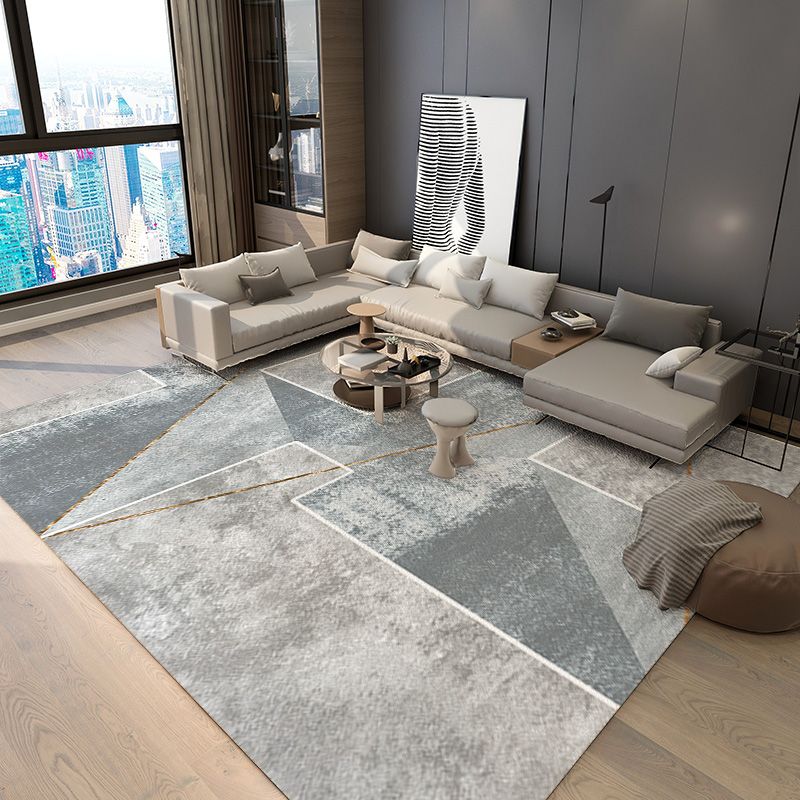 Modern Area Carpet Geometric Area Rug Polyester Home Decor Carpet with Non-Slip Backing