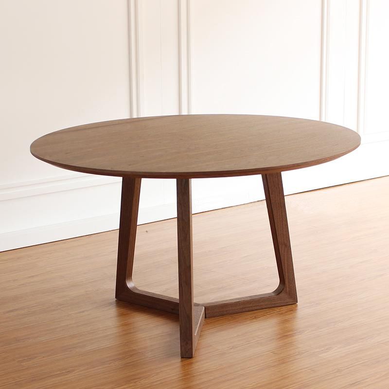 Mesa de madera maciza moderna Mesa de comedor redonda con base de pedestal de madera