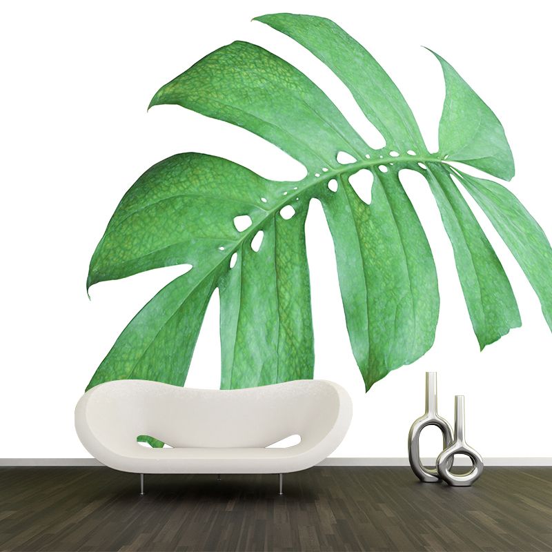 Tropical Leaf Plant Mural Stain Resistant Wall Covering for Room
