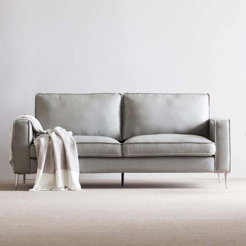 Cushions Faux Leather Square Arm Sofa with Stain Resistant and Waterproof